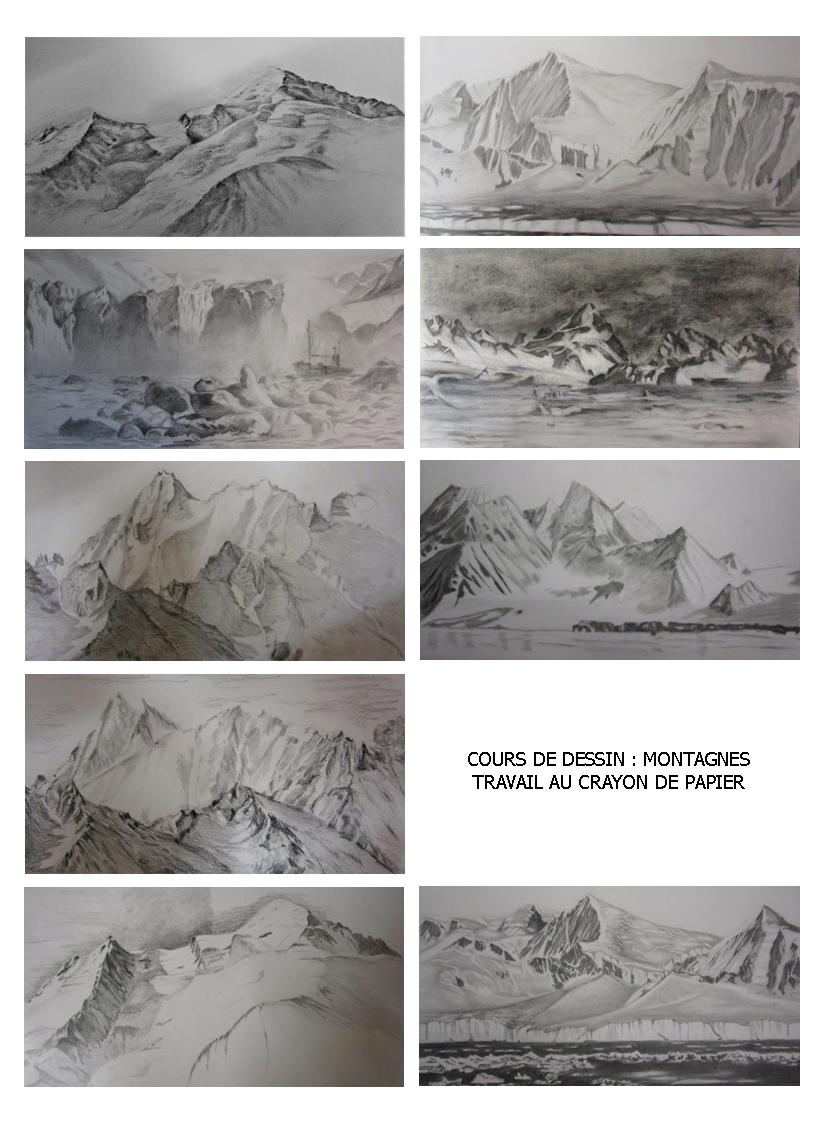 Montagnes au crayon de papier